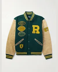 Ralph Lauren Giacca college in misto lana e pelle con applicazioni Verde