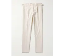 Pantaloni a gamba dritta in velluto a coste di cotone con pieghe