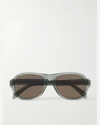 Celine Occhiali da sole in acetato stile aviator Black Frame 56 Verde