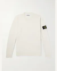 Stone Island Pullover in lana vergine con logo applicato Neutri