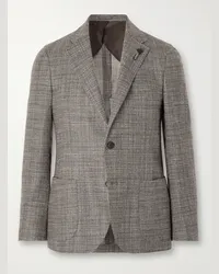 LARDINI Blazer slim-fit in misto lana e seta Marrone