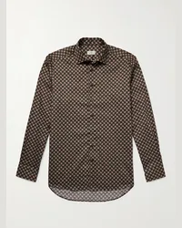 Etro Camicia slim-fit in twill di cotone stampato Marrone