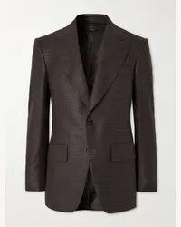 Tom Ford Blazer in misto lana, seta e lino principe di Galles Atticus Marrone