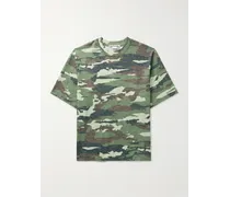 T-shirt in jersey di cotone con stampa camouflage e cristalli Extorr