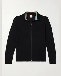 Paul Smith Pullover in lana merino con zip Nero