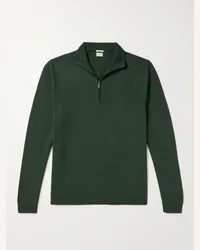 Massimo Alba Pullover in lana con mezza zip Luis Verde