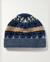 Loro Piana Berretto in cashmere Fair Isle Noel Blu