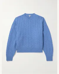 Loewe Pullover in misto lana a trecce con logo applicato Blu