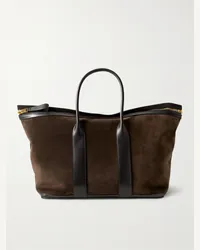 Tom Ford Tote bag in camoscio con finiture in pelle Buckley Marrone