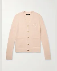 Amiri Cardigan in maglia spazzolata con logo ricamato Rosa