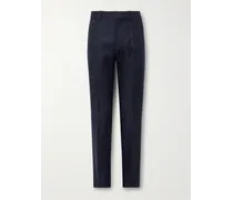 Pantaloni chino slim-fit in twill di lino