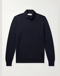 Brunello Cucinelli Polo in misto lana vergine e cashmere Blu