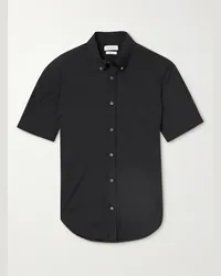 Alexander McQueen Camicia in popeline di cotone con collo button-down Brad Pitt Nero