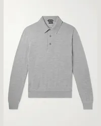 Tom Ford Polo in misto cashmere e seta Grigio