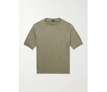 T-shirt in misto seta, cashmere e lino a spina di pesce