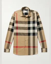 Burberry Camicia in popeline di cotone a quadri Neutri