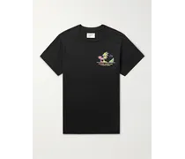 T-shirt in jersey di cotone pettinato tinta in capo con logo No Business