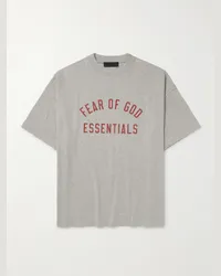 Fear of God T-shirt oversize in jersey di cotone con logo Grigio