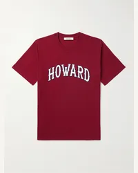 Wales Bonner T-shirt in jersey di cotone biologico con applicazione e stampa Howard Bordeaux