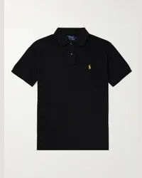 Ralph Lauren Polo in cotone piqué con logo ricamato Nero