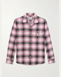 Carhartt WIP Camicia in twill di cotone a quadri con colletto aperto Blanchard Rosa