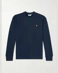 Carhartt WIP Felpa in jersey di misto cotone con logo ricamato Blu