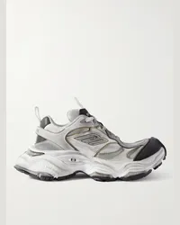 Balenciaga Sneakers in camoscio e pelle con finiture in mesh effetto consumato Cargo Grigio