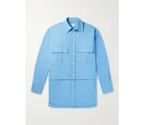 Bottega Veneta Camicia in tela di cotone a strati Blu