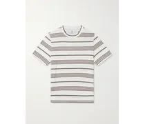 Brunello Cucinelli T-shirt in jersey di cotone a righe Marrone