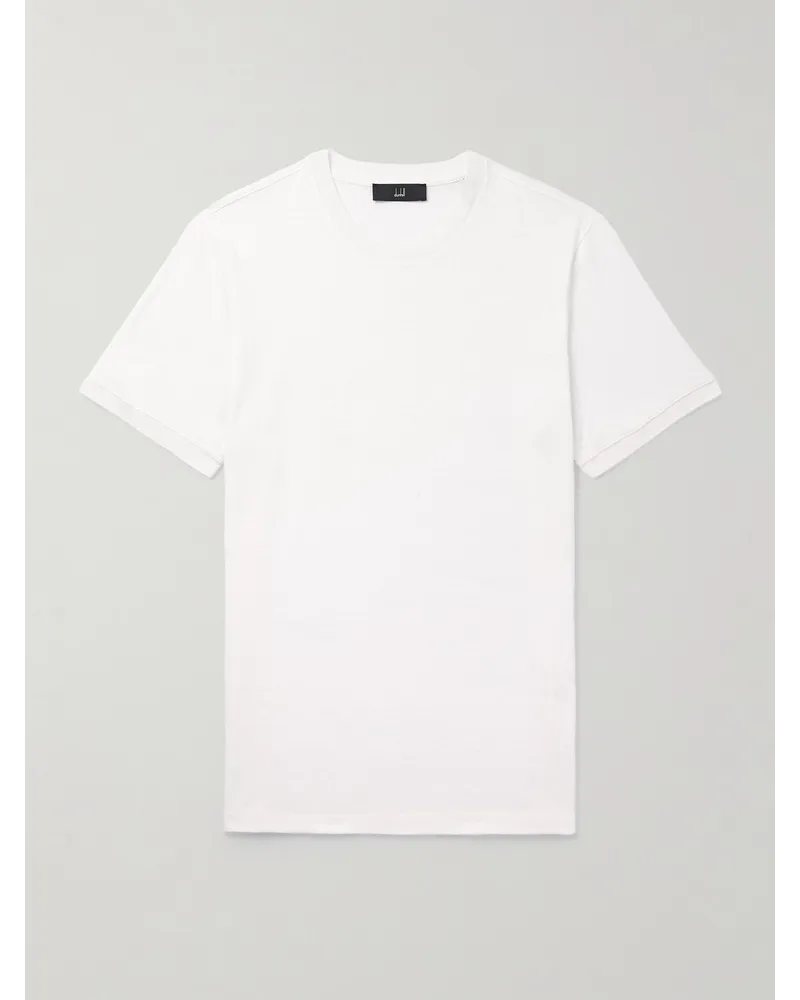 Dunhill T-shirt in jersey di misto lino e cotone Bianco