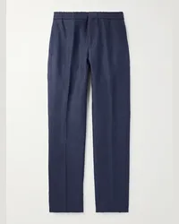 Loro Piana Pantaloni a gamba affusolata in lino Blu