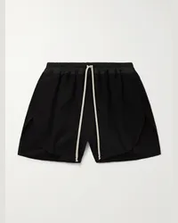 Rick Owens Shorts a gamba larga in feltro di lana con finiture in shell di misto cotone e coulisse Nero