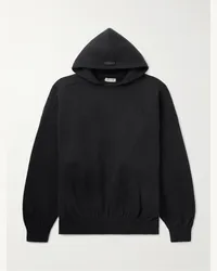 Fear of God Maglia in lana merino con cappuccio e logo applicato Nero