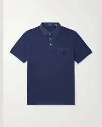 Ralph Lauren Polo in jersey di cotone con logo ricamato Blu