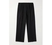 Moncler Pantaloni a gamba dritta in popeline di misto cotone Nero