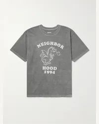 Neighborhood T-shirt in jersey di cotone con logo Grigio