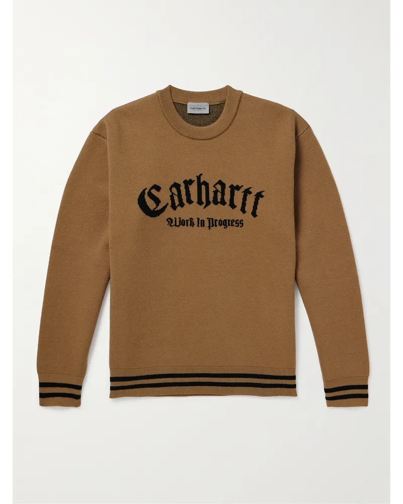 Carhartt WIP Pullover in maglia jacquard con righe Onyx Marrone