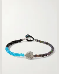 Peyote Bird Bracciale in argento con perline e pietre Brett Blu