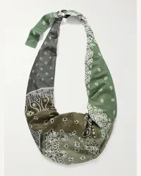 KAPITAL Borsa a tracolla in voile patchwork con stampa bandana Snufkin Verde