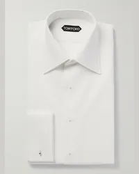 Tom Ford Camicia da smoking in cotone piqué con polsino doppio Bianco