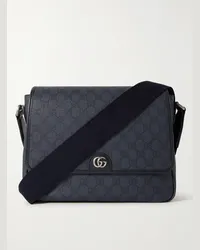 Gucci Borsa a tracolla in tela spalmata con monogramma e finiture in pelle Ophidia Blu