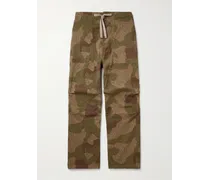 Palm Angels Pantaloni a gamba larga in gabardine di cotone con stampa camouflage