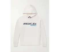 Moncler Felpa in jersey di cotone con cappuccio e logo applicato Bianco