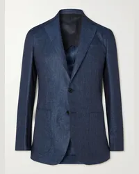 Kingsman Blazer slim-fit in lino Blu