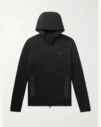 Nike Felpa in Tech Fleece di misto cotone con cappuccio, logo e zip Nero