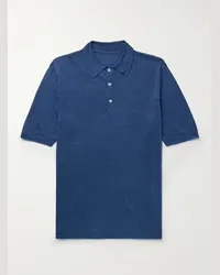 Anderson & Sheppard Polo in lino Blu