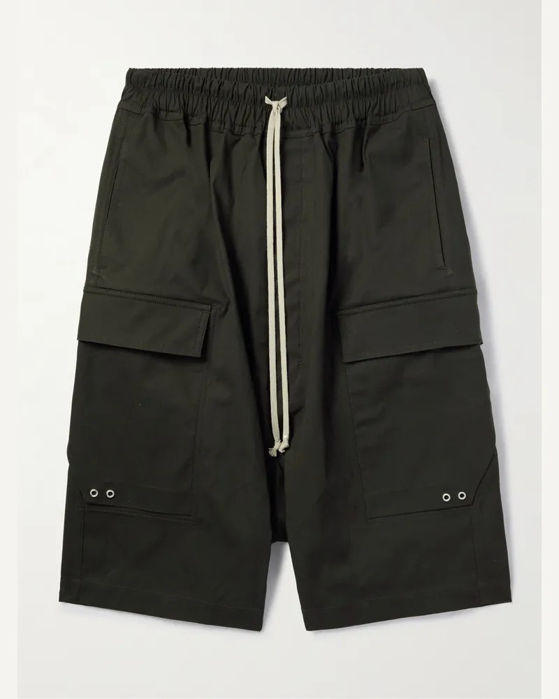 Rick Owens Shorts cargo in popeline di misto cotone con coulisse Pod Verde