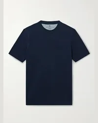 Brunello Cucinelli T-shirt in jersey di cotone Blu