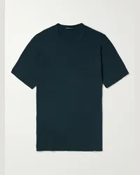 James Perse T-shirt in jersey di cotone tinta in capo Elevated Lotus Blu