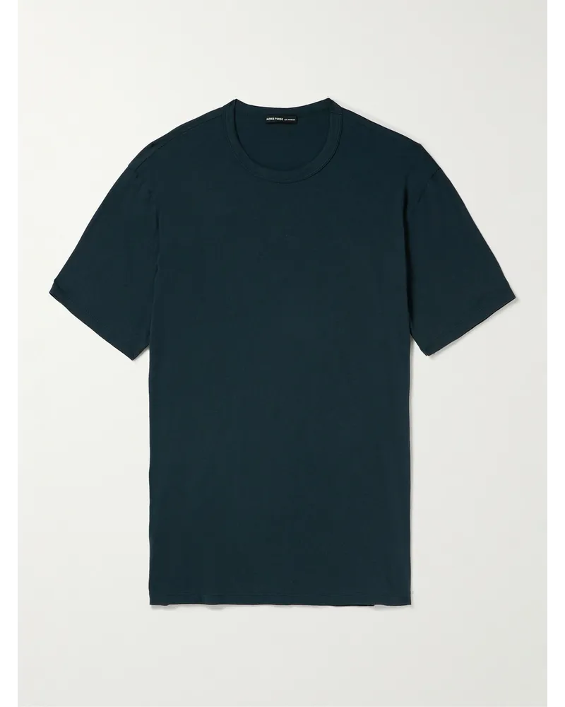 James Perse T-shirt in jersey di cotone tinta in capo Elevated Lotus Blu